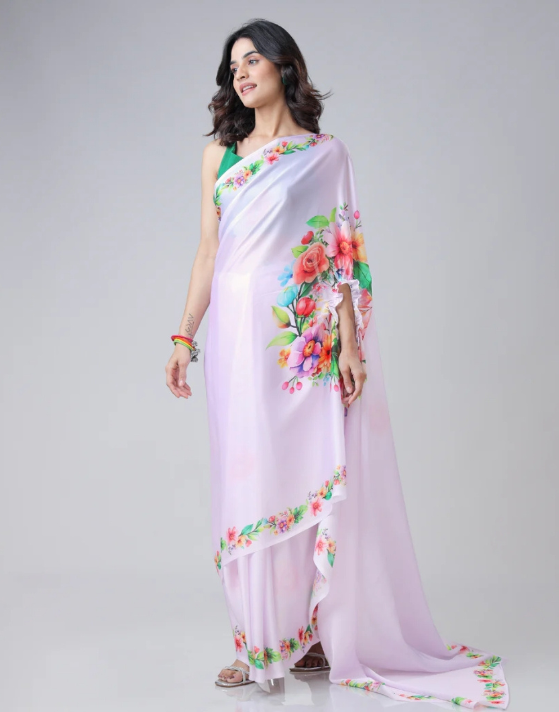 Hosita Blooming Multi-Color Floral Freehand Saree