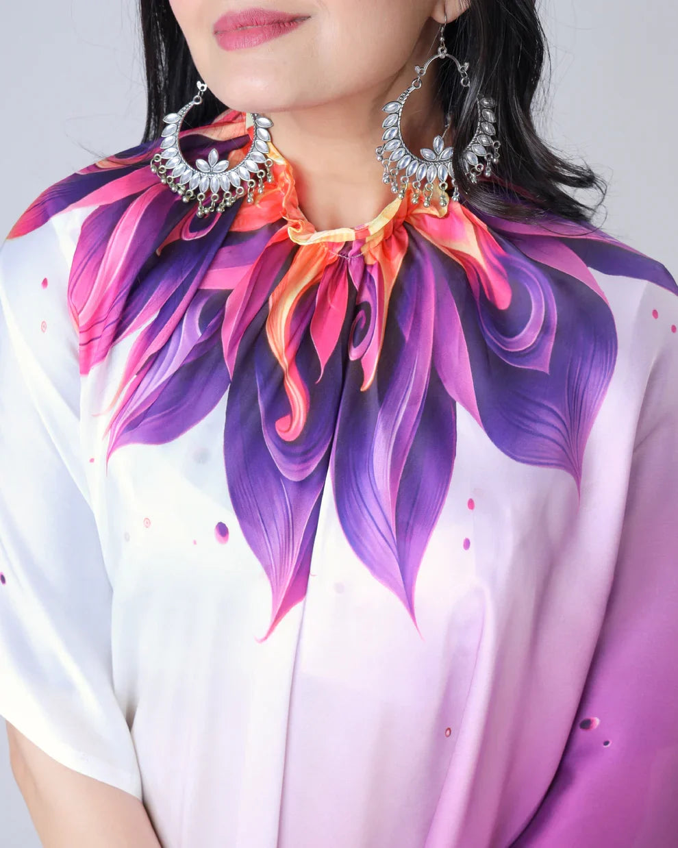 Vastrikaara Violet Touch WoW Floral Ombre Freehand Designer Saree