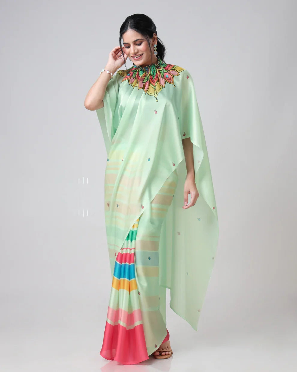 Vastrikaara Social Media Icon Mandalaa Stripes Freehand Designer Saree